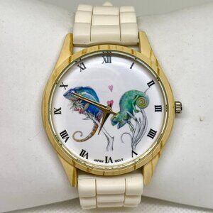 Strada watch Lizards dial wooden style case 40mm quartz silicone band running